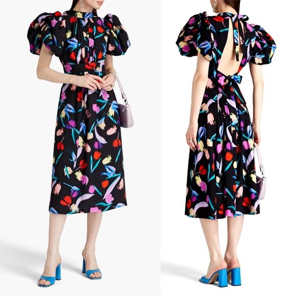 ROTATE BIRGER CHRISTENSEN Noon Floral Print Midi Dress XS Size 2 NWT - Picture 12 of 12